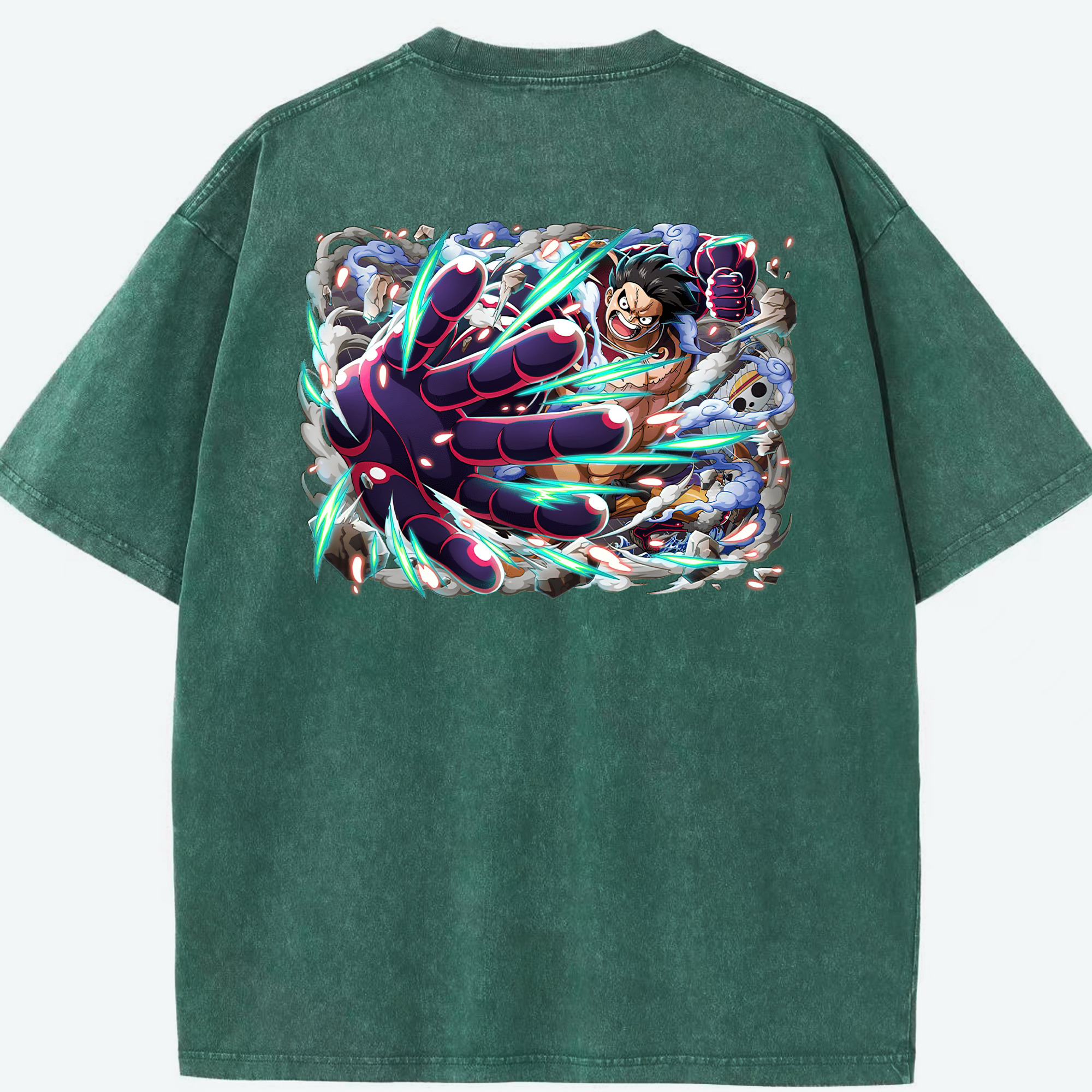 ワンピース モンキー・D・ルフィ ONE PIECE Monkey D. Luffy 綿100% ヴィンテージ風 半袖Tシャツ（背面プリント）